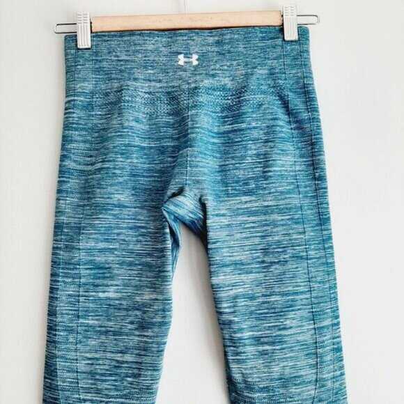 UNDER ARMOUR HeatGear Compression Crop Athletic Leggings Melange Blue Sz S - Picture 9 of 15